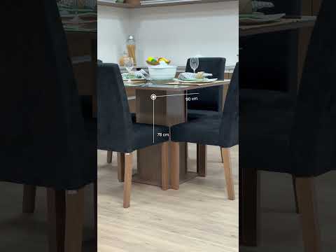 Conjunto Sala de Jantar Mesa Tampo de Vidro 4 Cadeiras Rustic/Preto Oxford Evelin Madesa