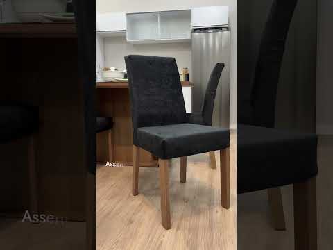 Conjunto Sala de Jantar Mesa Tampo de Vidro  6 Cadeiras Rustic/Preto/Oxford Patricia Madesa