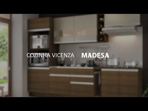 Armário de Cozinha Completa 290cm Branco/Preto Vicenza Madesa 02