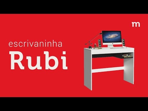 Escrivaninha Madesa Rubi + Estante Livreiro 6908 Branco