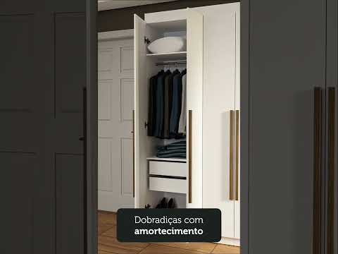 Guarda-Roupa Casal com Pés 6 Portas Batentes Branco/Branco/Rustic Venus Madesa