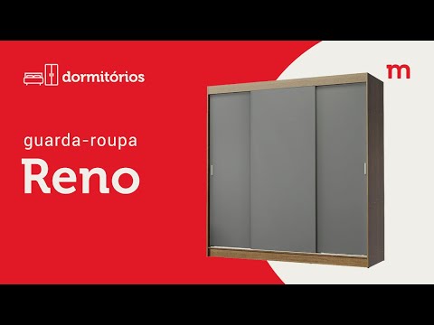 Guarda-Roupa Casal Madesa Reno 3 Portas de Correr com Espelhos Preto/Branco