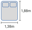 Cama casal, 1,38m x 1,88m